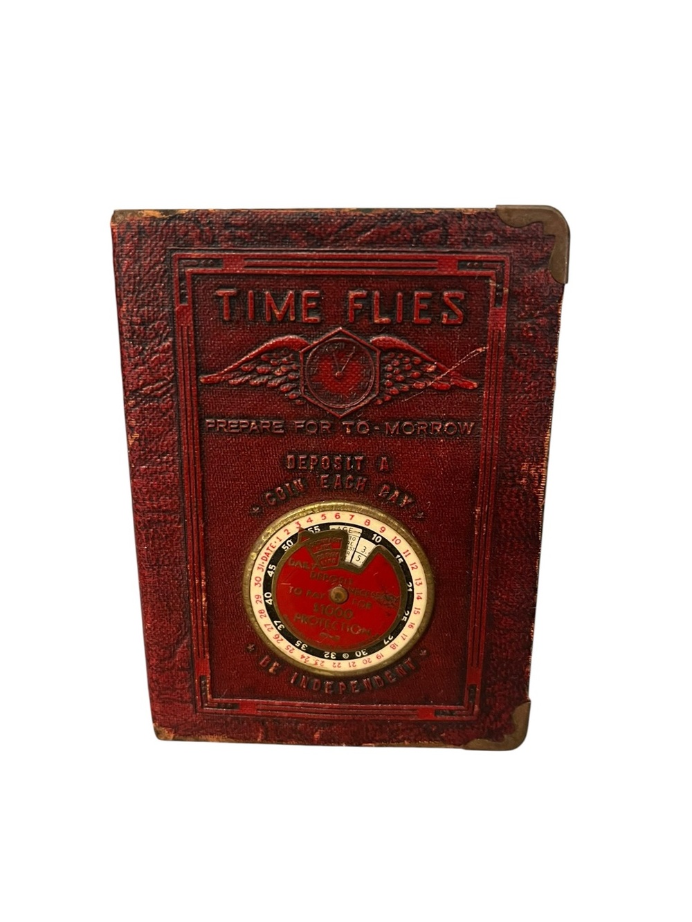VTG Time Flies Book Shaped Coin Bank Banthrico Made in U.S.A. Brass